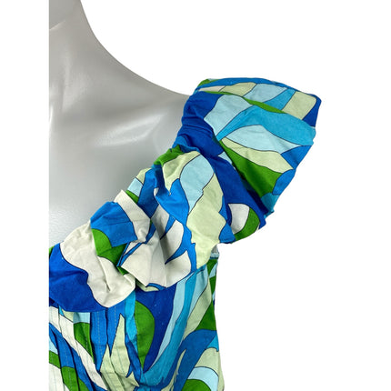 Anthropologie Maeve Abstract Multicolor Ruffle Off Shoulder Crop Blouse Top Sz S