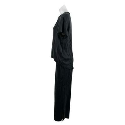 Quince Women's Black 100% Silk Short Sleeve Tee Straight Pants 2 Pc Set Size S