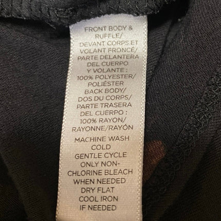 Ann Taylor LOFT Black Floral Short Flutter Sleeve Crew Neck Blouse Top Size S