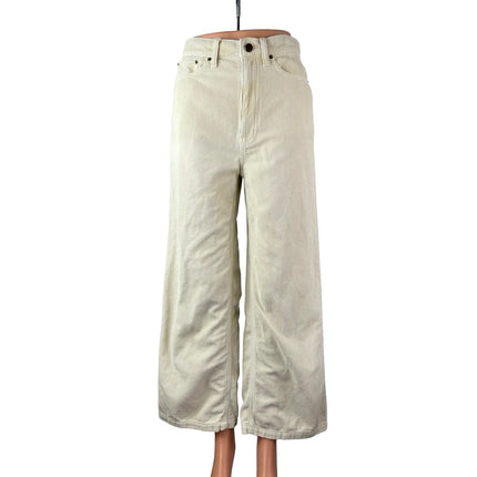 Urban Outfitters BDG Women's Ivory Corduroy High Rise Wide Leg Trousers Pants 27