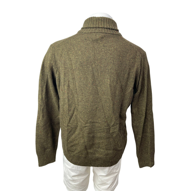 NEW J.Crew Men's Olive Green Wool Knit Long Sleeve Polo Sweater Top Size L