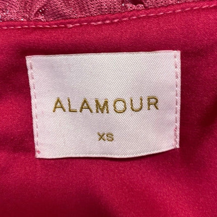Alamour The Label Pink Velvet Velour Sleeveless Ruffle Camisole Crop Tank Top XS