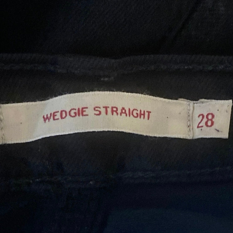 Levi's Wedgie Straight Women's Black High Rise Relaxed Ankle Denim Jeans Size 28