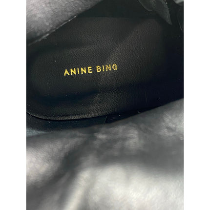 Anine Bing Zoe Women's Black Leather Buckle Pointed Toe Zip Up Ankle Boots 7.5