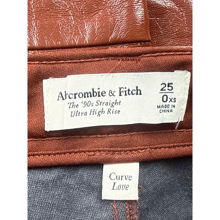 Abercrombie & Fitch Curve Love Faux Vegan Leather Straight Trousers Pants Sz 25