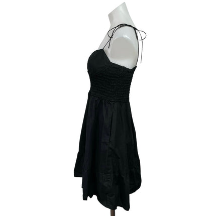 Steve Madden Black Tie Strap Sleeveless Smocked Fit & Flare Mini Dress Size L