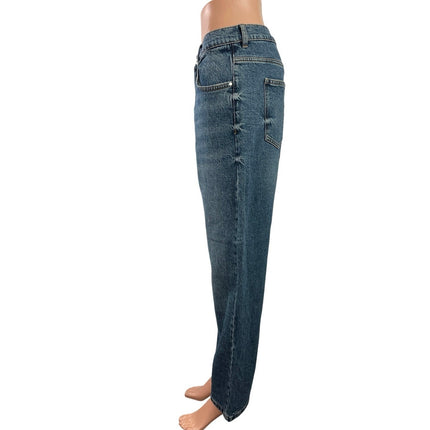 Zara Women's Blue Medium Wash Barrel Baggy High Waisted Denim Jeans Size 8