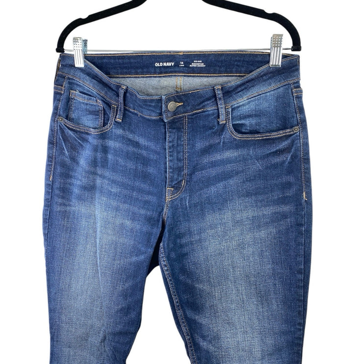 Old Navy Rockstar Super Skinny Mid Rise Women's Blue Casual Denim Jeans Size 14