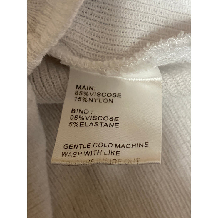 Bayse Women's White Ribbed Knit Crew Neck Long Sleeve T Shirt Tee Top Size XS