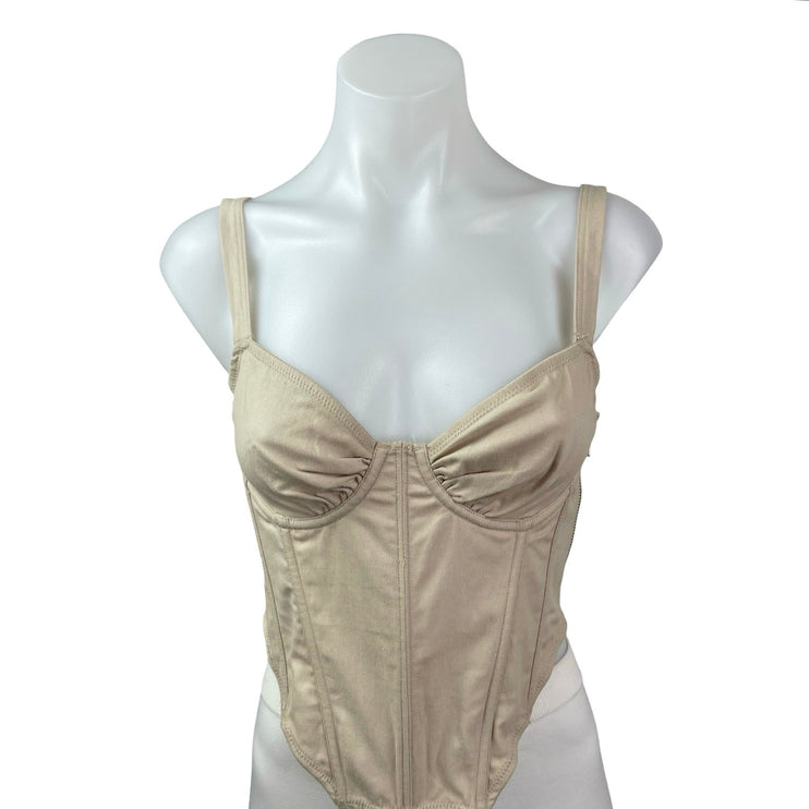 Urban Outfitters BDG Beige Corset Bustier Longline Lace Up Cami Tank Top Size S