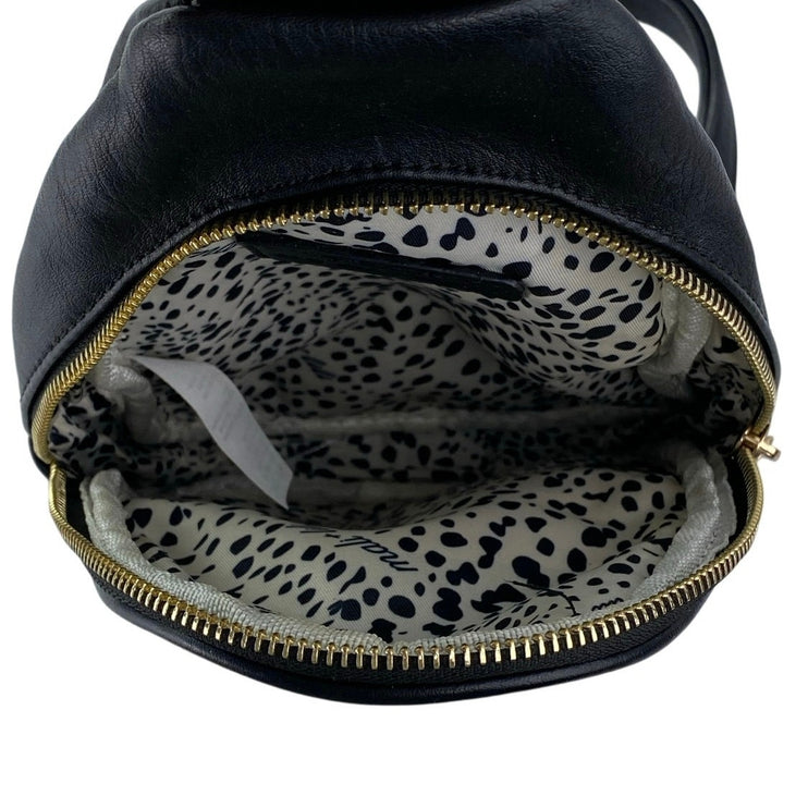 Anthropologie Mali + Lili Gwen Black Faux Leather Vegan Sherpa Sling Bag Handbag