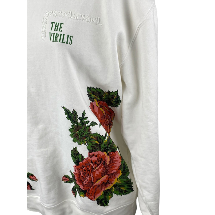 Toga Archives Virilis Women White Floral Long Sleeve Crew Neck Sweatshirt Top 18