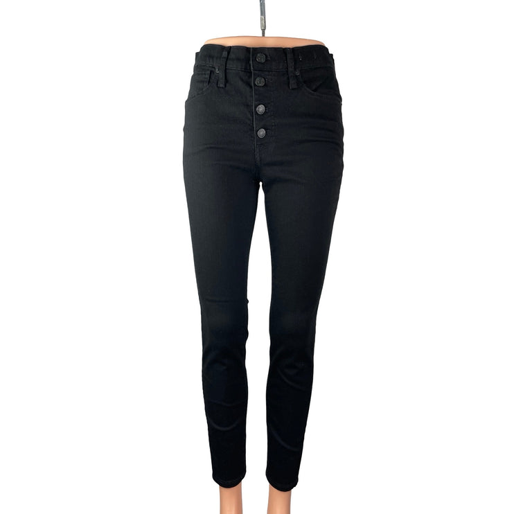 Madewell 9" Mid Rise Skinny Women's Black Button Fly Slim Denim Jeans Size 27