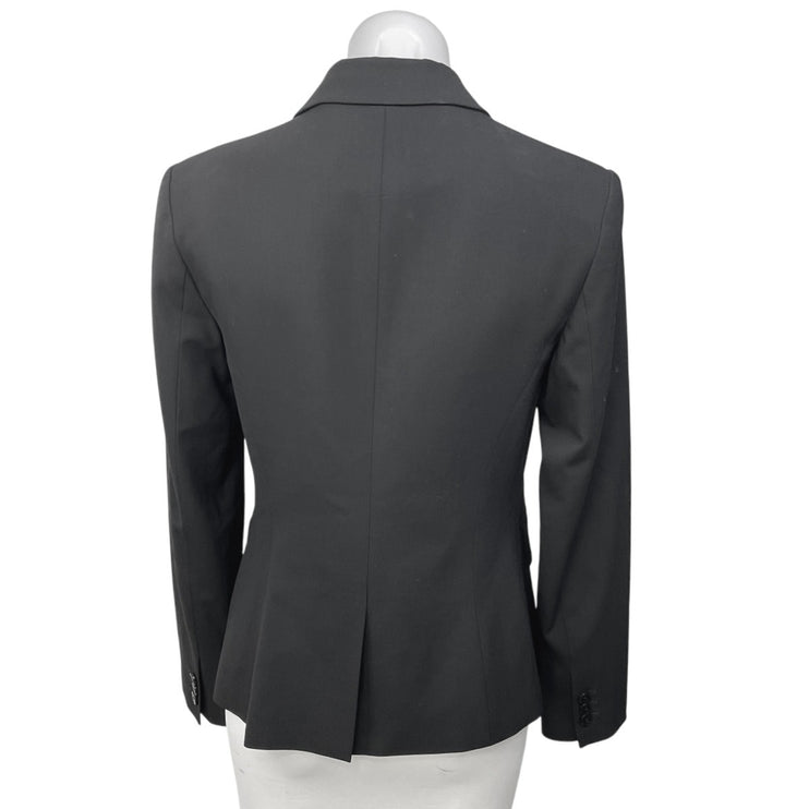 Theory Black Wool Two Button Notch Collar Long Sleeve Blazer Coat Jacket Size 6