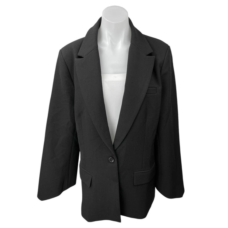 Oddmuse Women's Black One Button Notch Collar Pockets Blazer Coat Jacket Size L