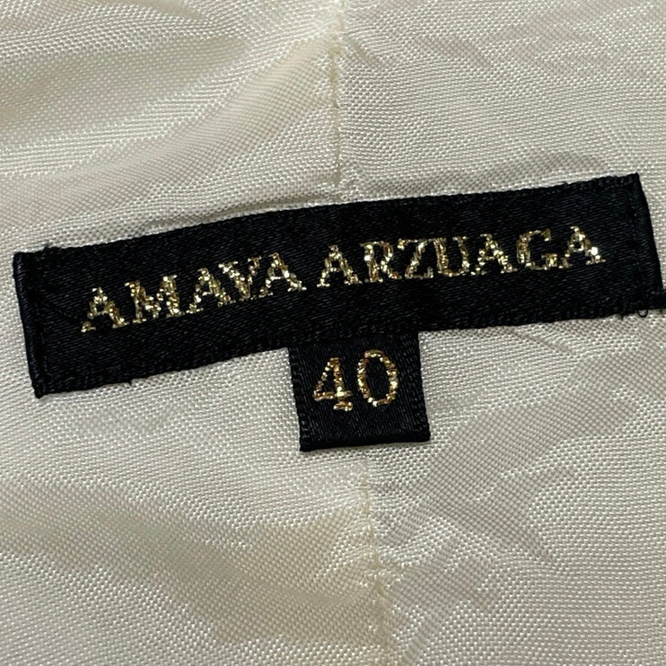 Amaya Arzuaga White Satin Silk Strapless Tube Sweetheart Peplum Blouse Top 10
