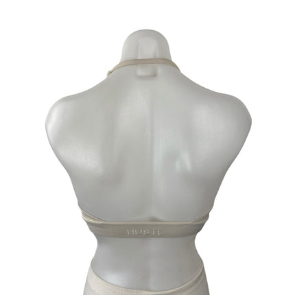 HUSTL White Halter Sleeveless Yoga Athletic Activewear Tank Sports Bra Top Sz XS