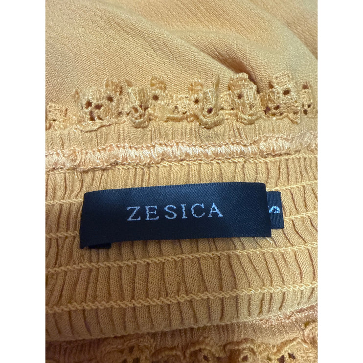 Zesica Smocked Tiered Crochet Sleeveless Tube Bandeau Maxi Flare A-Line Dress S