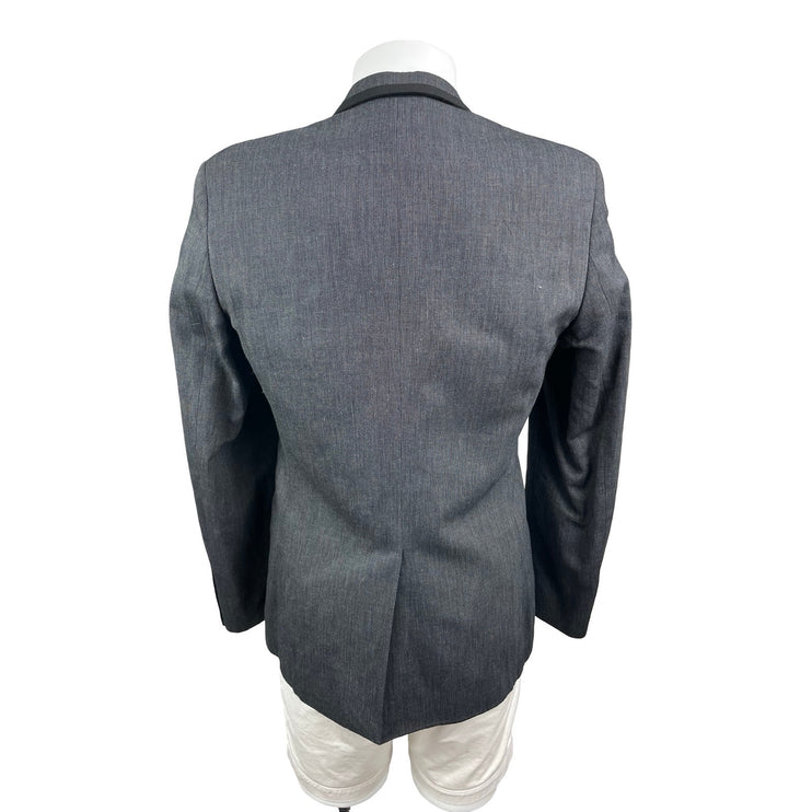 Zara Men Dark Gray Wool Notch Lapel Long Sleeve Blazer Sport Coat Suit Jacket 40