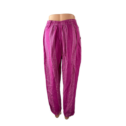 Anthropologie Ollari Womens Pink Stripe High Rise Loose Tapered Trousers Pants S