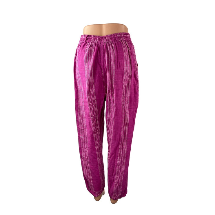 Anthropologie Ollari Womens Pink Stripe High Rise Loose Tapered Trousers Pants S
