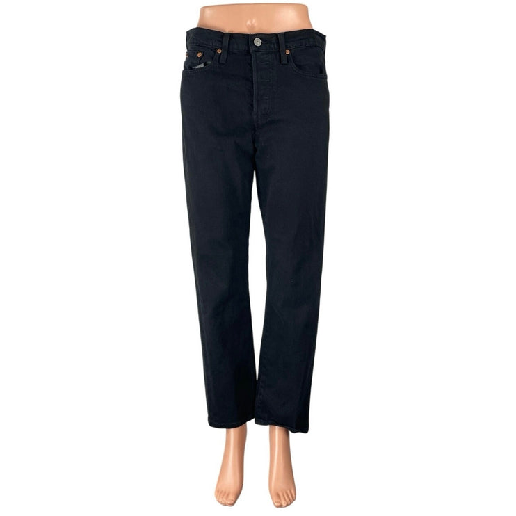 Levi's Wedgie Straight Women's Black High Rise Relaxed Ankle Denim Jeans Size 28