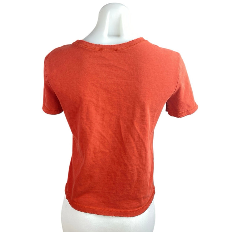 Zara Women's Orange Short Sleeve Crew Neck Cotton Basic T Shirt Tee Top Size S