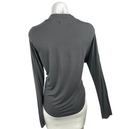 Madewell Womens Black Long Sleeve Mock Neck Basic Stretch T Shirt Tee Top Size S