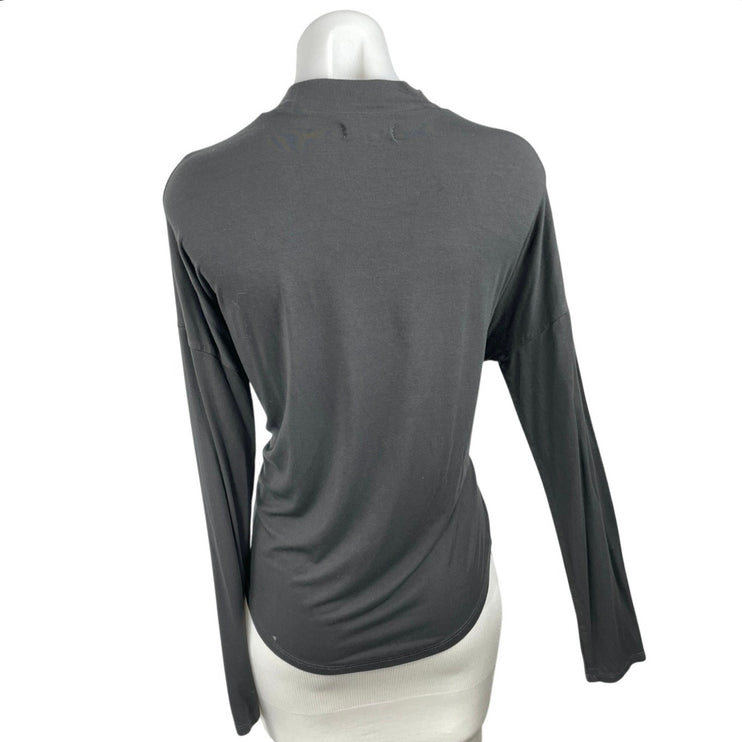 Madewell Womens Black Long Sleeve Mock Neck Basic Stretch T Shirt Tee Top Size S