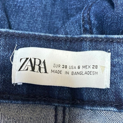 Zara Women's Blue High Waisted Split Hem Skinny Leg Denim Jeans Pants Size 6