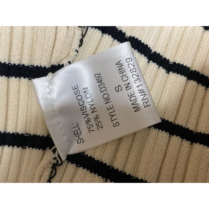 Miou Muse Women's Cream Black Stripe Ribbed Sleeveless Maxi Tank Dress Size S
