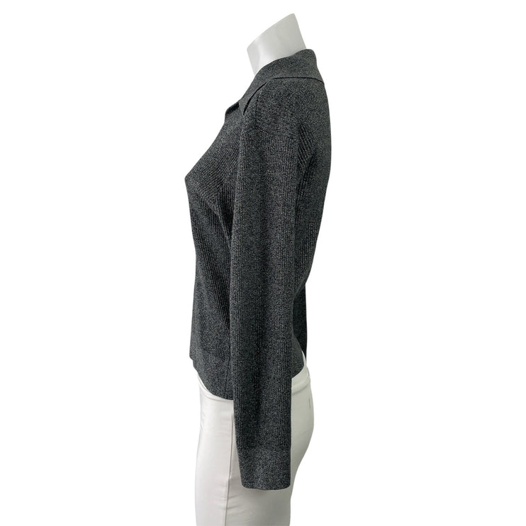 Uniqlo Womens Gray Collared V-neck Long Sleeve Knit Pullover Polo Sweater Top S