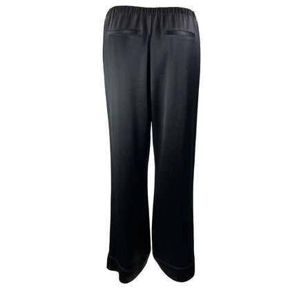 Something Navy Women's Black Silk Satin Elastic Waist Straight Trouser Pants M