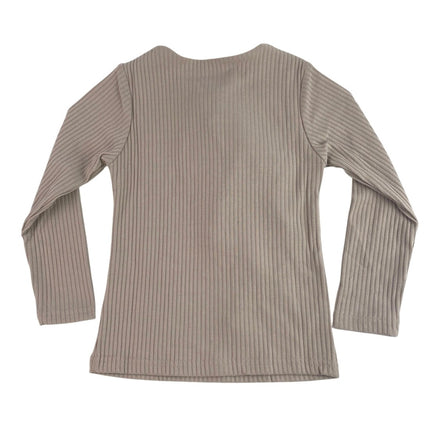 NEW Carbon Soldier Kids Girls Brown Tan Rib Knit Long Sleeve Tee T-shirt Top 4