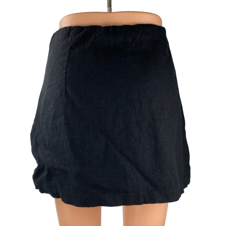 Abercrombie & Fitch Women's Black Linen High Rise Mini Flare A-Line Skirt Sz L