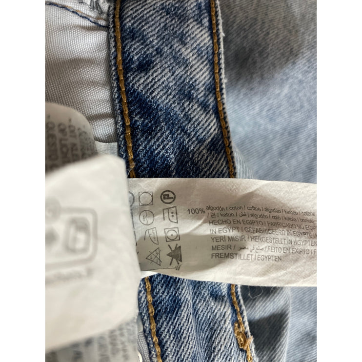 Pull & Bear Women's Blue Light Wash High Rise Wide Leg Baggy Denim Jeans Sz 0