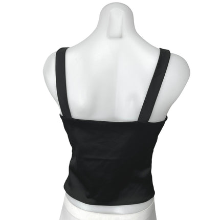 Abercrombie & Fitch Black Silk Satin Sleeveless Square Neck Crop Tank Top Size M