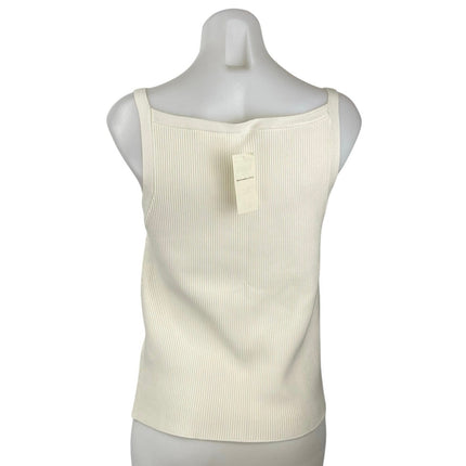 NEW Abercrombie & Fitch Cream Sleeveless Rib Knit Cami Camisole Crop Tank Top L