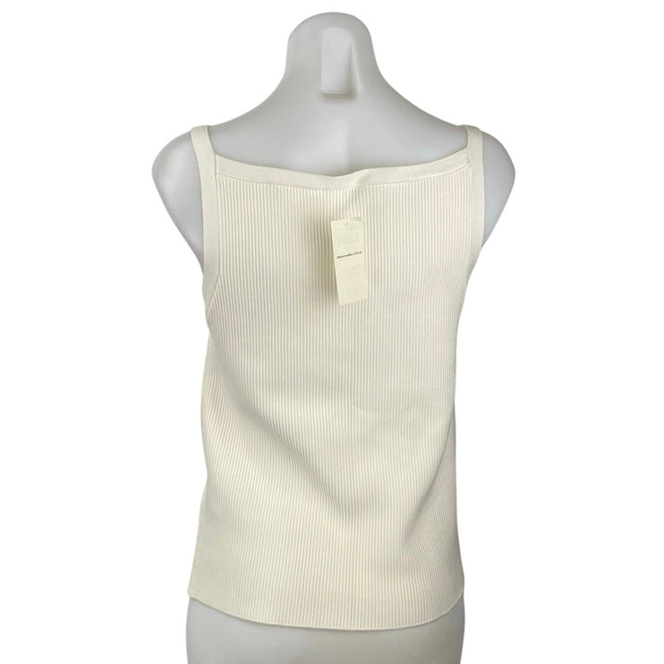NEW Abercrombie & Fitch Cream Sleeveless Rib Knit Cami Camisole Crop Tank Top L