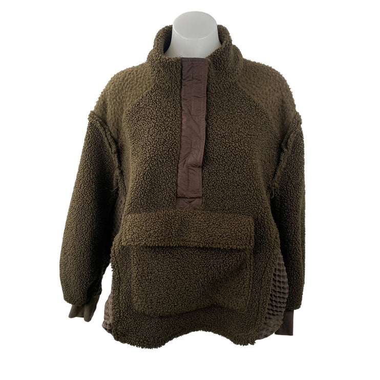 Urban Outfitters BDG Kas Sherpa Fleece Brown Mock Neck Long Sleeve Coat Jacket S