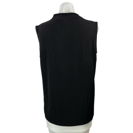 Tahari Women's Black Sleeveless V Neck Pleated High Low Tank Blouse Top Size M