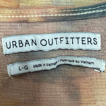 Urban Outfitters Shona Cityscape Mesh Ruched Long Sleeve Blouse Crop Top Size L