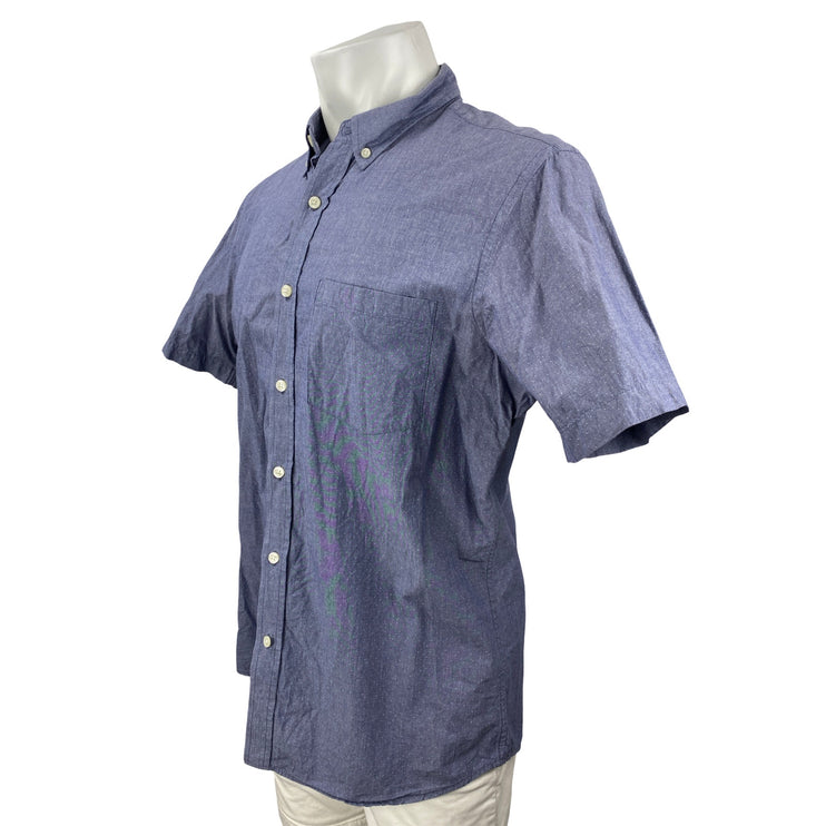Banana Republic Stretch Soft Wash Standard Fit Blue Button Down Shirt Top Size L
