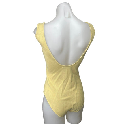 Zara Women's Yellow Sleeveless Knitted Backless Bodysuit Cami Tank Top Size M