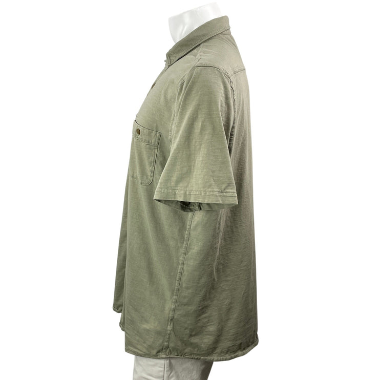 Faherty Mens Olive Green Chest Pocket Short Sleeve Button Down Shirt Top Size XL