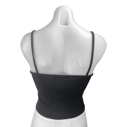 MNG Mango Black Sleeveless Ribbed Knit Bow Keyhole Cami Tank Crop Top Size S