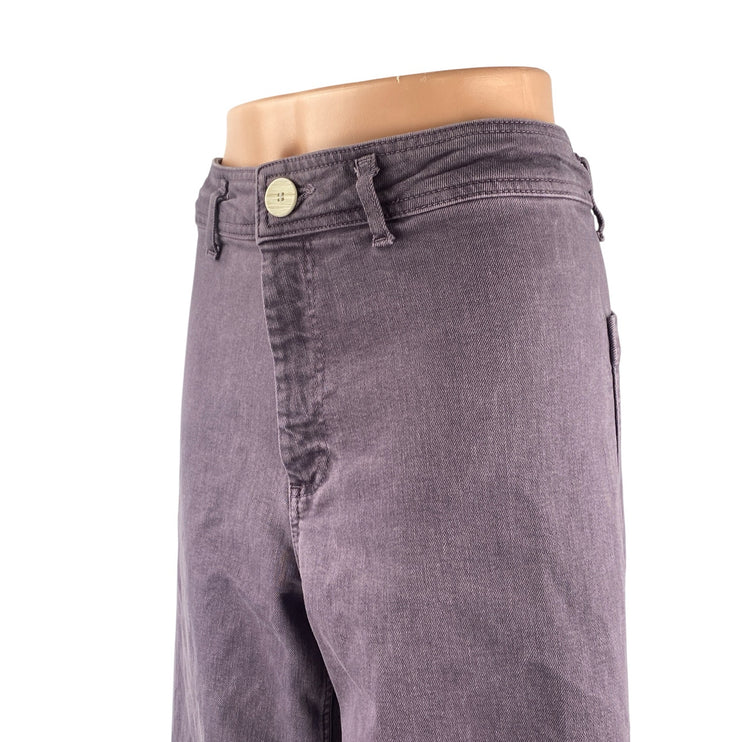 Zara The Marine Purple Raw Frayed Hem Flare Palazzo Wide Leg Denim Jeans Pants 6