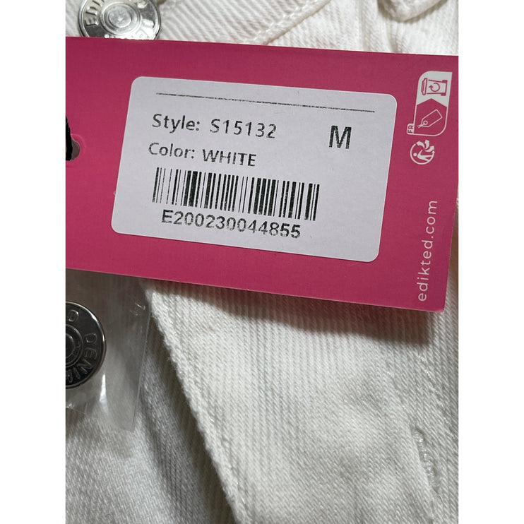 NEW Edikted Women's White Mid Rise Baggy Flare Wide Leg Denim Jeans Pants Size M