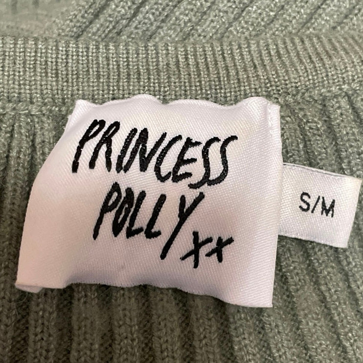 Princess Polly Olive Green Sleeveless Ribbed Knit Camisole Midi Bodycon Dress S