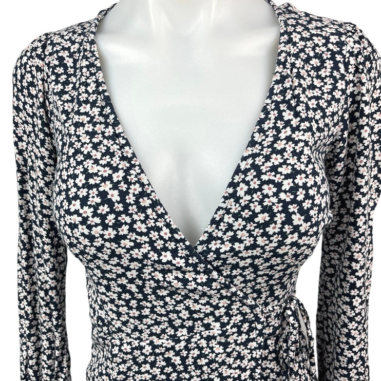 Abercrombie & Fitch Black Floral Daisy Long Sleeve A Line Mini Dress Size XXS